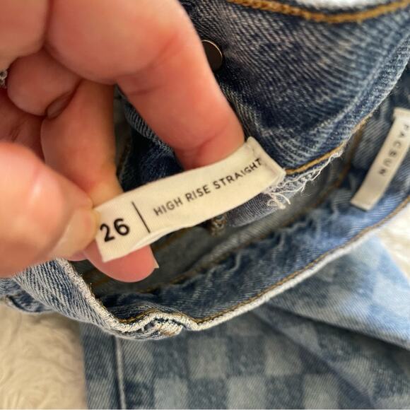 PacSun Eco Checkerboard High Waisted Straight Leg Jeans Size 26 - Picture 8 of 10